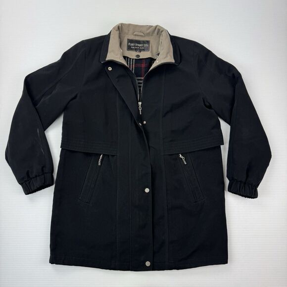 Fleet Street Ltd Black Coat Womens Small Plaid Lined Jacket Winter Classic Retro - Picture 1 of 12